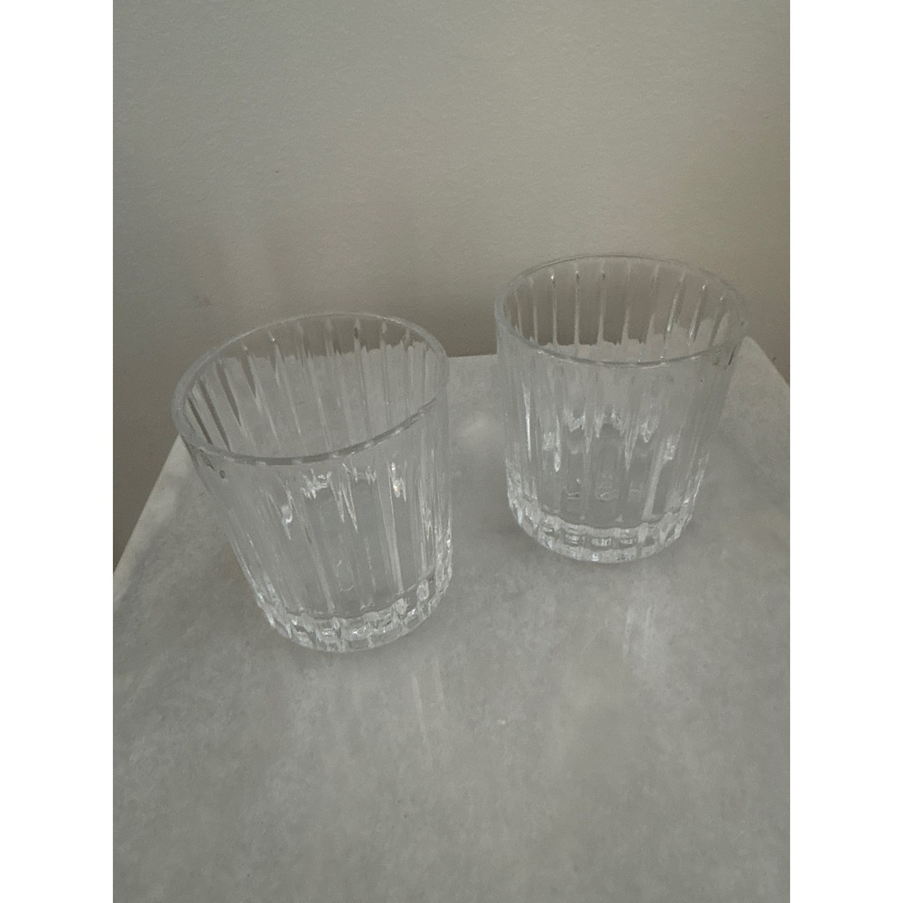 Stoli Vodka Rocks Glasses Set of 2 Fluted Ribbed Clear Glass Tumblers Logo